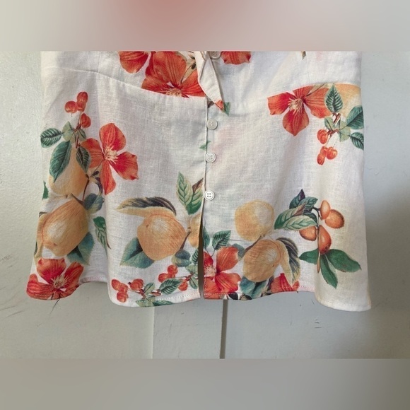 NWT Sofia Jeans by Sofia Vergara tie front peplum top linen blend fruit print M - Picture 4 of 11